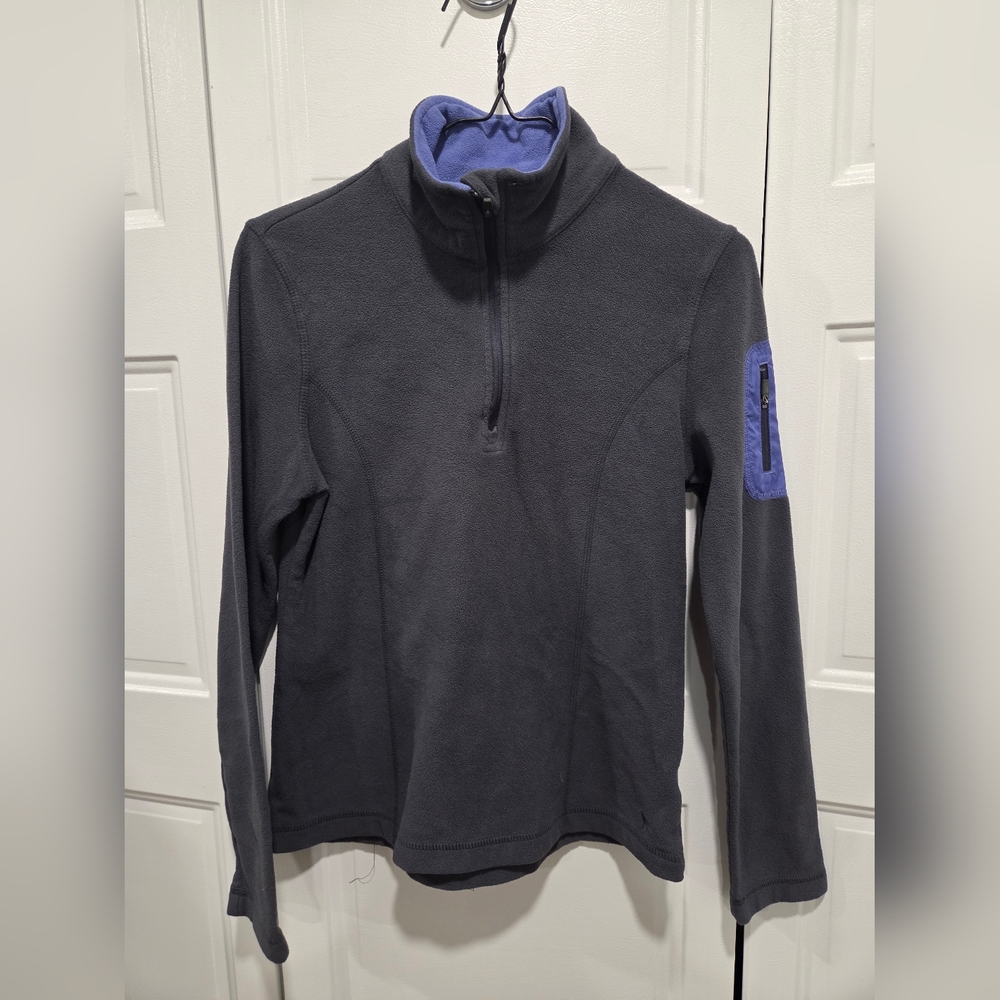Danskin Women’s Gray Quarter Zip Fleece Pullover Sleeve Zip Pocket